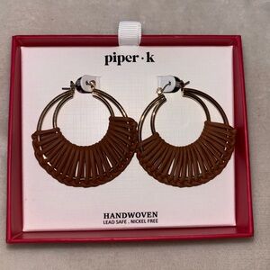 🥥NEW Piper K Brown Handwoven Hoop Earrings